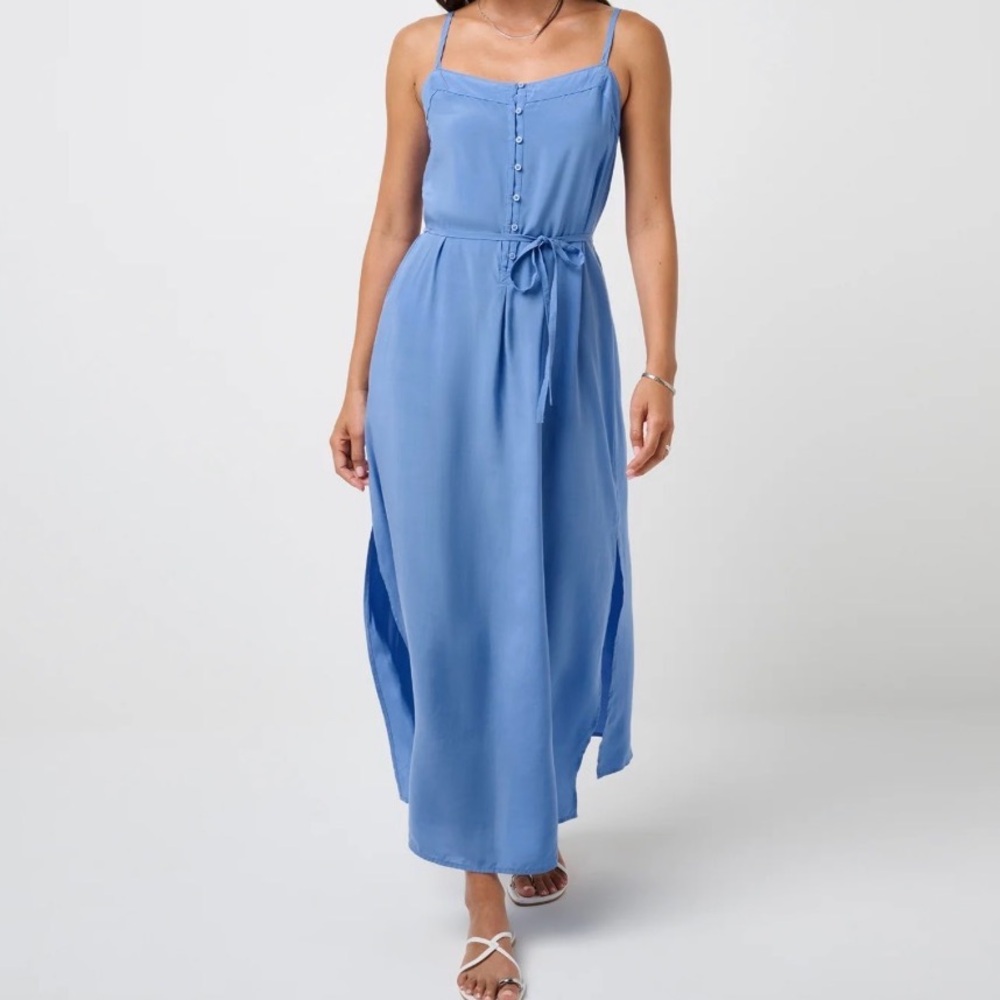 Travis Mathew Savanna Tank Dress Medium Granada Blue Maxi Slip Flowy